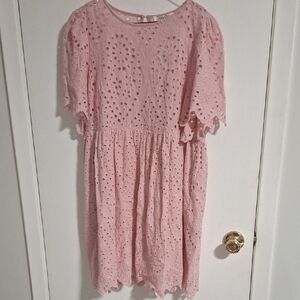 Mae Lah Pink Eyelet Maternity Dress